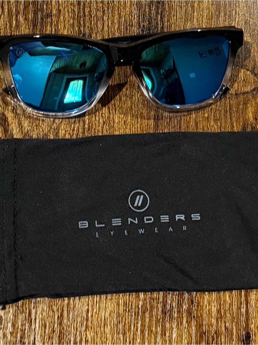 Blenders Eyewear Men's Black Frame Blue Mirror Sunglasses